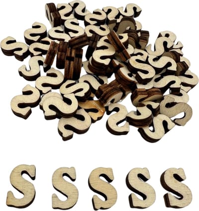 50x Letter S van hout - 1,5 cm hoogte 3mm dik - Lettertjes perfect voor decoreren, scrapbooking, hobby, DIY
