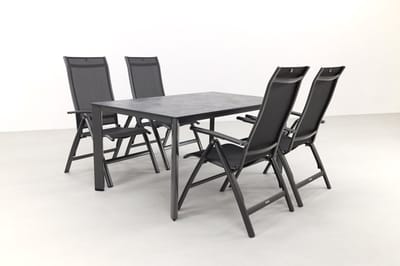 Kettler Legato/Edge verstelbare aluminium tuinset voor 4 personen 160x95 cm. - Antraciet