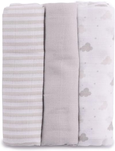 Set van 3 babydekens mousseline 100% katoen 75x75 cm in aardetinten