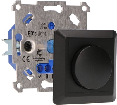 Premium Universal Dimmer 250W - Inbouw, 2-Draads, Zwart Afdekraam - Geschikt voor LED, Gloei-, Halogeenlampen - Auto Detectie & Overbelastingsbescherming - Dimmers