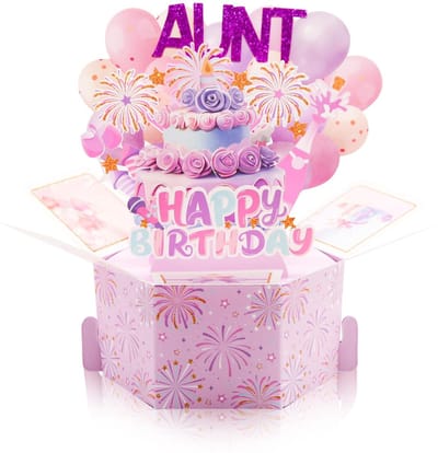 Dailygoods- Pop-upkaart met 3D-effect - Verjaardagskaart voor Tante - Creatieve Wenskaart - Verjaardagscadeau voor Vrouwen - Inclusief Envelop - Vrolijke Patronen