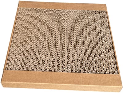 Kattenhuis van recyclebare kartonnen kubussen met kraspaneel (kraspaneel)