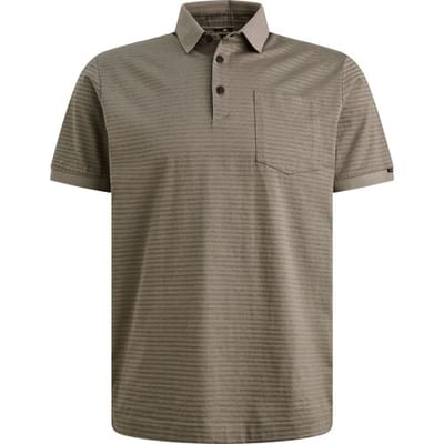 Polo Shirt Korte Mouw Vanguard Jersey Poloshirt Streep Taupe