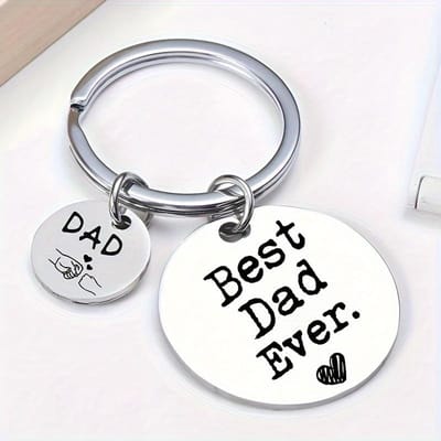 1 stuks PAP Vaderdagcadeau, Grappig en Dankbaar Klein Cadeau, Roestvrijstalen Gegraveerde Sleutelhanger, Hartverwarmend Klein Cadeau voor Papa white