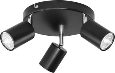 RINO SP 3 Plafondlamp geschikt voor 3 spotjes - Draaibare Opbouwspot - Rond Design - Ook geschikt als Wandlamp binnen - Zwart