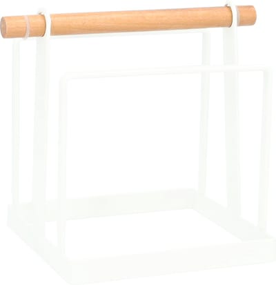 QUVIO Snijplank houder - Opbergrek - Keukenrek - Keukenaccessoires - Snijplankhouder - Dekselhouder - Metaal - Hout - Wit