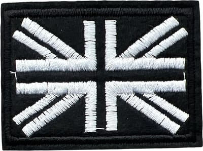Britse Verenigd Koningkrijk Union Jack Vlag Strijk Embleem Patch 6.1 cm / 4.5 cm / Zwart Wit