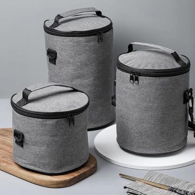 Ronde Geïsoleerde Lunchbox Tas Geïsoleerde Tas Aluminiumfolie Draagbare Lunchtas en Rijst Geïsoleerde Tas gray