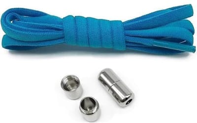 Elastische schoenveters - metalen sluiting - licht blauw
