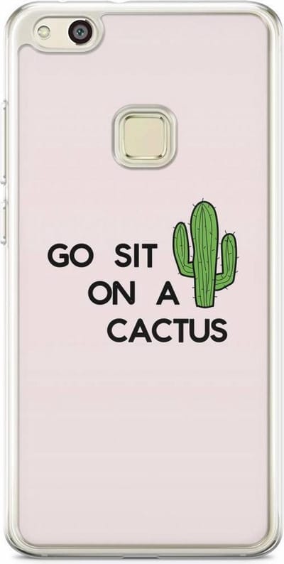 Casimoda® hoesje - Geschikt voor Huawei P10 Lite - Go Sit On A Cactus - Siliconen/TPU - Soft Case - Roze - Planten