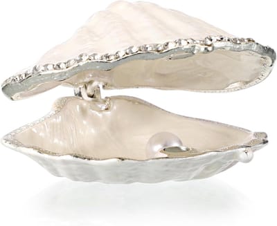 Snuisterijdoos Schelp - Decoratieve Doos - Sieraden Opbergen - Vintage Emaille - 90 Gram - Wit