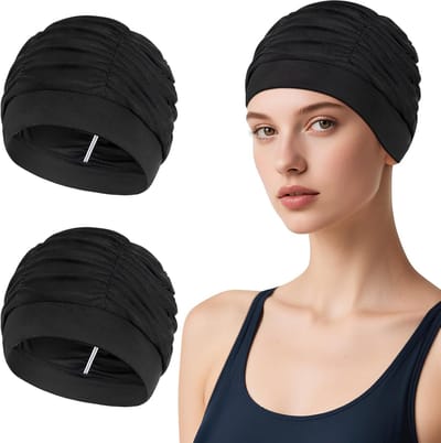 longziming -Dames Zwemcap - Badmuts - Nylon Zwemhoed - Ademend Sneldrogend Materiaal - Plooi Ontwerp Voor Gemakkelijk Aantrekken - Hoogwaardig Nylon - Elastisch Met Grote Capaciteit - 2 Stuks