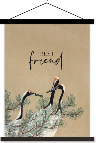 Posterhanger incl. Poster 60x80 cm - Schoolplaat - Best friends - Vriendschap - Quotes - Spreuken - Best friend - Textielposter - Zwarte latten