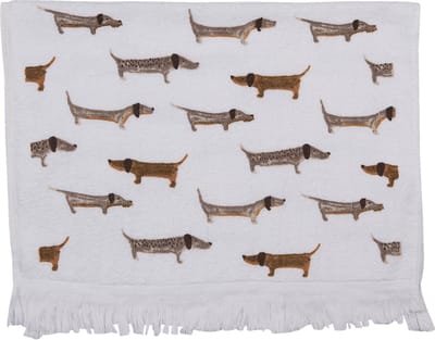 Clayre & Eef Gastendoekje 40x66 cm Wit Bruin Katoen Honden
