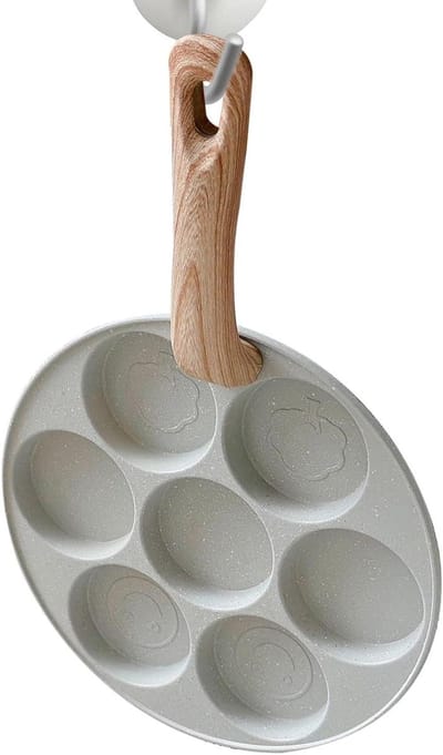Omeletpan 7 Kopjes - Eierbraadpan Pannenkoekenpan - Ontbijt Maken - Anti-aanbaklaag - 23 cm - Wit