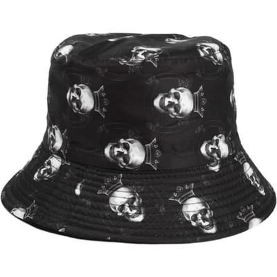 Trendy Schedel Graffiti Print Bucket Hat UV Bescherming Ademend Vissershoed Opvouwbaar Lichtgewicht Casual Hoed Dagelijkse Streetwear black