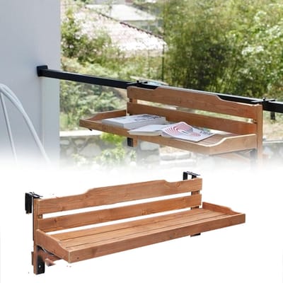 Balkontafel Hout - Buitenbar Werkplek - Kleine Ruimte - Weerbestendig Klaptafel - 150 cm Lengte