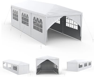 Vouwtent Paviljoen - Feesttent Partytent - Buitenfeest Organiseren - Waterdicht PE Doek - 3x9 Meter - Wit
