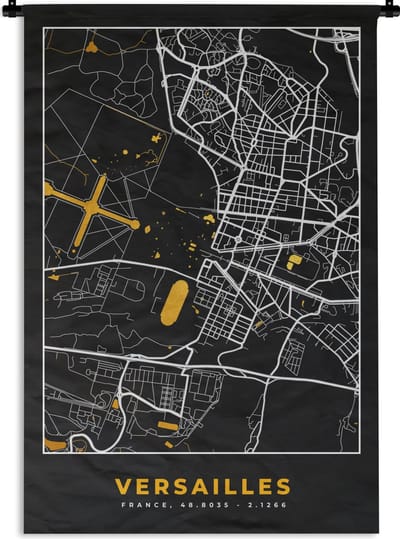 Wandkleed - Wanddoek - Plattegrond – Kaart – Stadskaart – Frankrijk – Versailles - 120x180 cm - Wandtapijt
