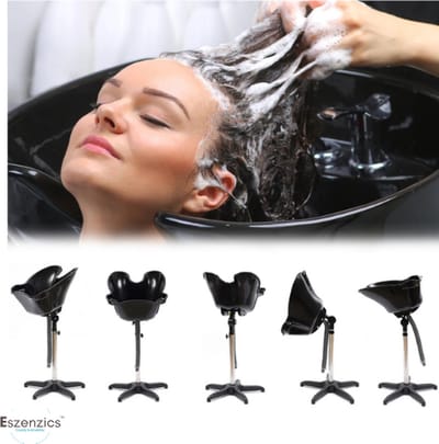 Eszenzics™ Wasbak Pro7 - Haarwasbak XL - Extra diep - Verstelbaar - Robuust en stabiel - Mobiele wastafel - Kapperswasbak - Kapper - Haarsalon - Zwart