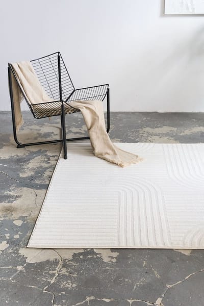 TAPISO Hygge Vierkant Vloerkleed Crème-Wit Laagpolig Kleed met 3D Geometrisch Effect Tapijt Voor Woonkamer Salon Slaapkamer Skandi & Boho Modern Design Easy-Care OEKO-TEX - 120x120