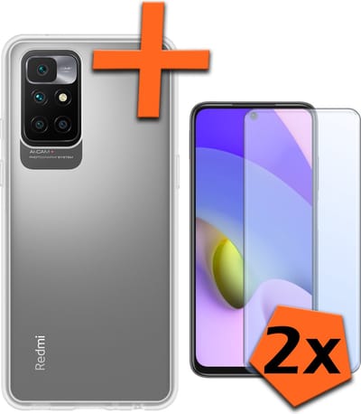 Hoes - Met 2x Screenprotector - Geschikt voor Xiaomi Redmi 10 2022 - Sterk & Shockproof - Back Cover - Siliconen Case - Telefoon Hoes - Transparant