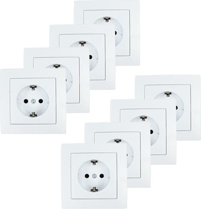 Benson Stopcontact RA - 8x - wit - inbouw - kunststof - 8 x 8 cm