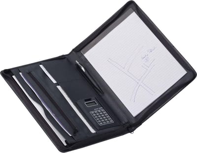 Dermata Schrijfmap Met Rits En Calculator Nappaleer 2647N Zwart
