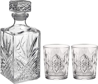 Whisky/likeur drank set karaf met 6x tumbler whiskyglazen 390 ml - giftset/cadeauset