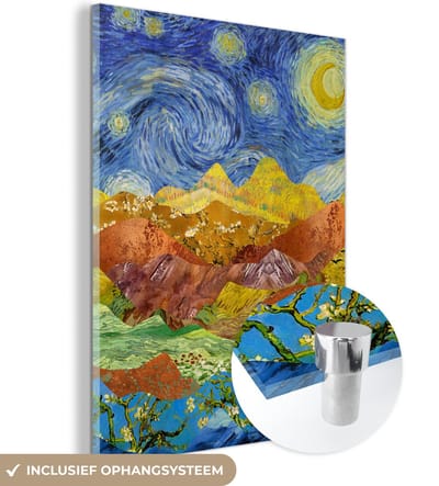 MuchoWow® Glasschilderij 30x40 cm - Schilderij acrylglas - Van Gogh - Sterrennacht - Oude Meesters - Foto op glas - Schilderijen