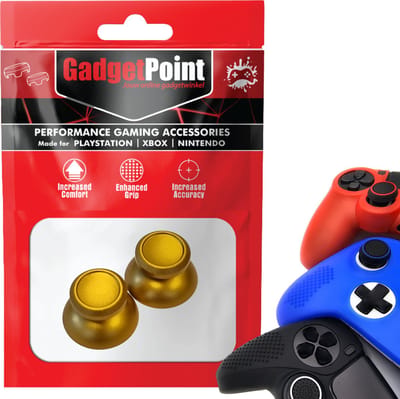 Gadgetpoint - Thumb Grips voor PlayStation, PS5, Xbox X/S, One & Switch Pro Controller - Gaming Thumbgrips - Performance Anti-Slip Thumbsticks - Bescherming Accessoires - Glimmend - Goud