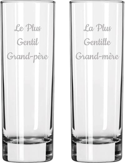 Longdrinkglas gegraveerd - 22cl - Le Plus Gentil Grand-père & La Plus Gentille Grand-mère