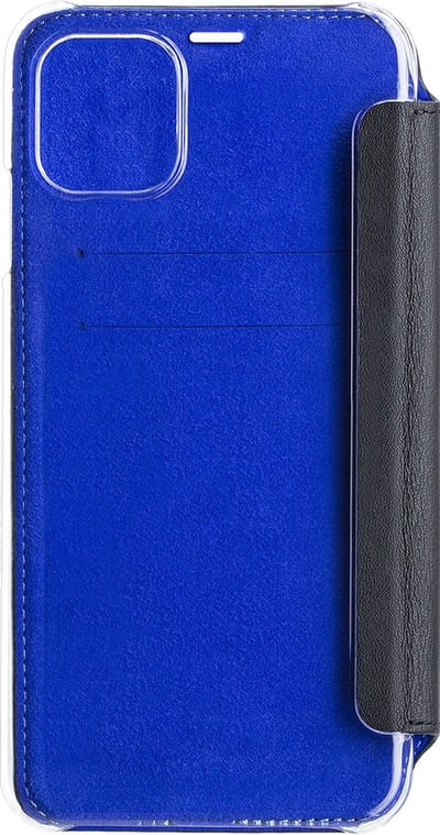 BeetleCase, Hoesje geschikt voor Apple iPhone 11 Pro - Leer Folio met Transparante Achterkant & Kaarthouder, Zwart