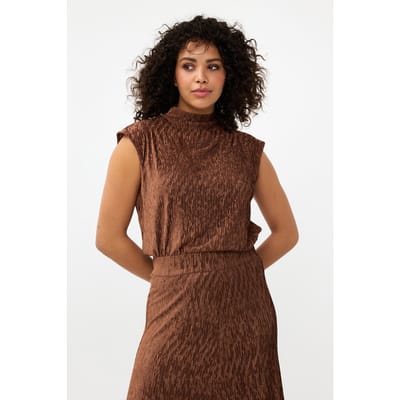 EsQualo Top Crinkle Velvet Brandy Maat: XS | Mouwloze Tops Outlet | Dames | Bruin