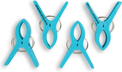 Set van 4 Blauwe Kunststof Wasknijpers - Handdoekklemmen - 15x10x3cm - Ideaal voor Klussen en Huishouden
