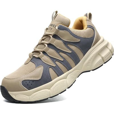 Chaussures de sécurité légères pour hommes, baskets de travail à embout en acier, chaussures de protection antidérapantes, anti-écrasement, anti-perforation, chaussures indestructibles 40 kaki