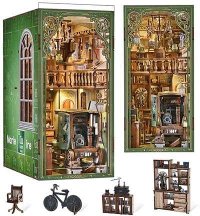 Miniatuur Poppenhuis - Boekenhoek Kit - Hobby Project - Inclusief LED Verlichting - 22.86 cm Hoog - Multicolor