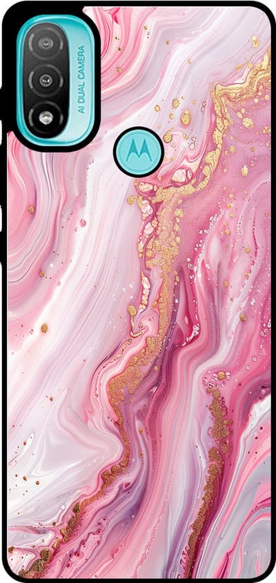 Smartphonica Telefoonhoesje Geschikt voor Motorola Moto E20 met marmer opdruk - TPU backcover case marble design - Roze geschikt voor Motorola Moto E20
