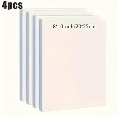 Lot de 4 toiles pré-étirées 8x10  - Toiles carrées 100% coton de qualité professionnelle - Triple apprêt pour la peinture - Ldeal ForArtists & Hobbyists 4pcs