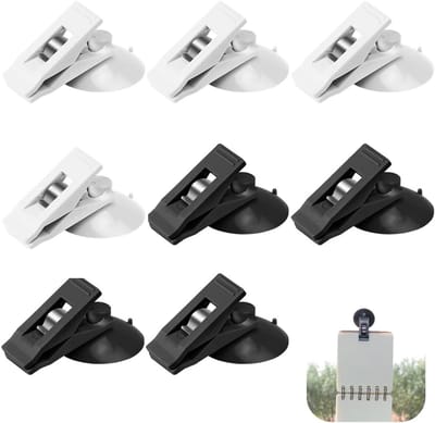 YAGXIG Clips - Zuignapclip - Autobonclip - Met zuignap - Zuignapclip - Multifunctionele zuignapclip - Wasknijper/bonclip - Herbruikbaar - Zwart en wit - 8-pack