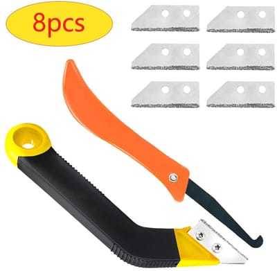 Dailygoods- Tegelvoegschraper 8-delig - Ergonomische Grip - Verwisselbare Messen - Naatreiniger/Haakmes - Nylon Staal - 21 cm Lang - Voegschraper