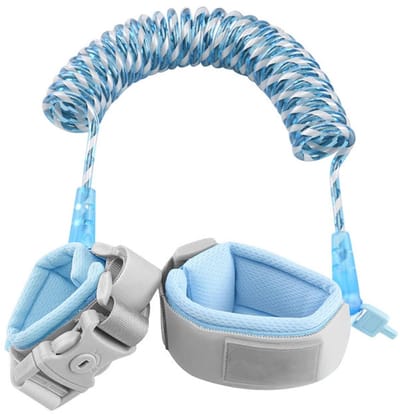 Allecto - Kinderriem - Veiligheidslijn voor kinderen - 360 graden rotatie - Blauw - Anti-verlies polsband - Ideaal voor actieve kids - Comfortabel ...