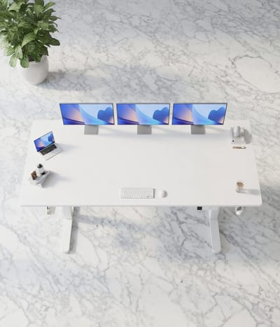 Premium Elektrisch Verstelbaar Bureau – 160x80 cm – Sta-Zit Bureau met 3 Geheugenfuncties, Anti-Botsing, LED-Handcontroller – Wit – Modern Kantoor & Thuiswerk House&Garden
