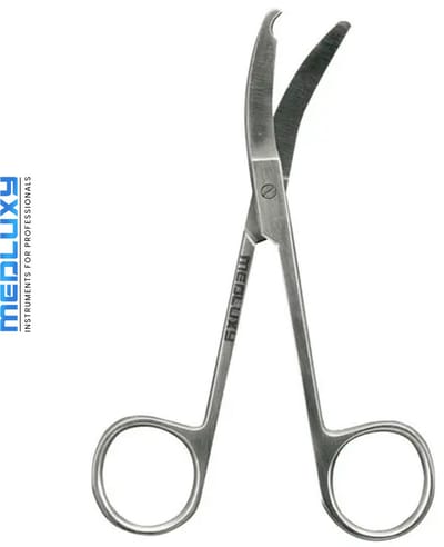 MEDLUXY® - Onthechtingsschaar Spencer - 9 cm - Gebogen Snijbladen - M-0607 (Ligatuur Schaar, Spencer Ligature Scissors, Verpleegkundige Schaar, EHBO, Verpleegkunde, Medische Schaar, Stich Cutter) M-0607