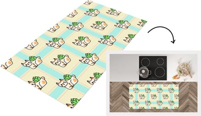 Keukenloper - Loper keuken - Katten - Planten - Pastel - Kind - Patroon - 120x60 cm - Keukenloper vinyl