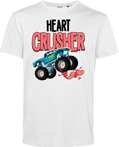 T-shirt Heart Crusher | Valentijn cadeautje voor hem | Valentijn | Valentijnsdag voor mannen | Wit | maat XS