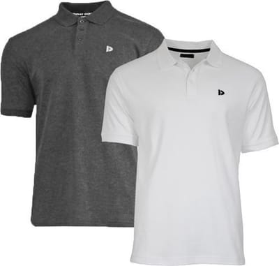 2-Pack Donnay - Polo (Noah) - Sportpolo - Heren - Charcoal/White (1398) - maat M