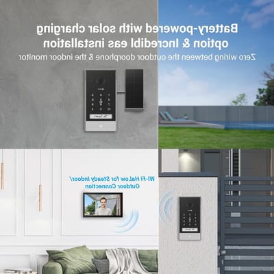 Videodeurbel met Camera - Video Intercom - Toegang Beveiligen - Zonne-energie Aangedreven - 7" Kleurenscherm - Zwart