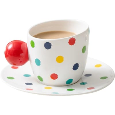 Polka Dot Schuin Kop- en Schotelset Scandinavische Stijl Koffiekop Hoge waarde Afternoon Tea Kop Huishoudelijke Keramische Kop 190ml white
