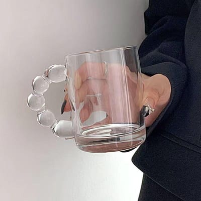 Tasses à café Style Européen Poignée de Luxe Tasse à Café Lait Thé de l'Après-midi Tasses Créatives en Verre à Bulles Parfaites Pour un Cadeau d'Ami 350ml
